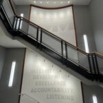 Owens & Minor Corporate Headquarters four-floor open stairwell wall design